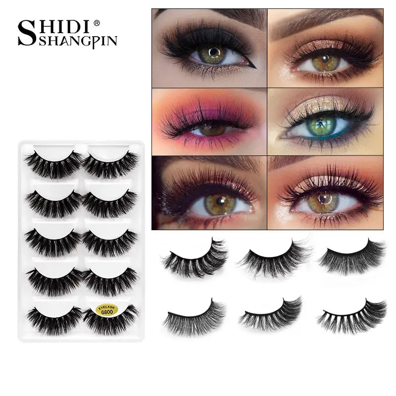 5 Pairs False Eyelashes Natural Mink Eyelashes Makeup 3D Mink Lashes Thick Fake Eyelashes Maquiagem Faux Cils G800
