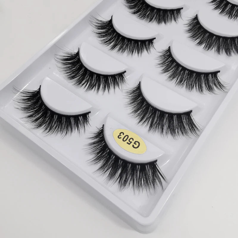 5 Pairs False Eyelashes Natural Mink Eyelashes Makeup 3D Mink Lashes Thick Fake Eyelashes Maquiagem Faux Cils G800