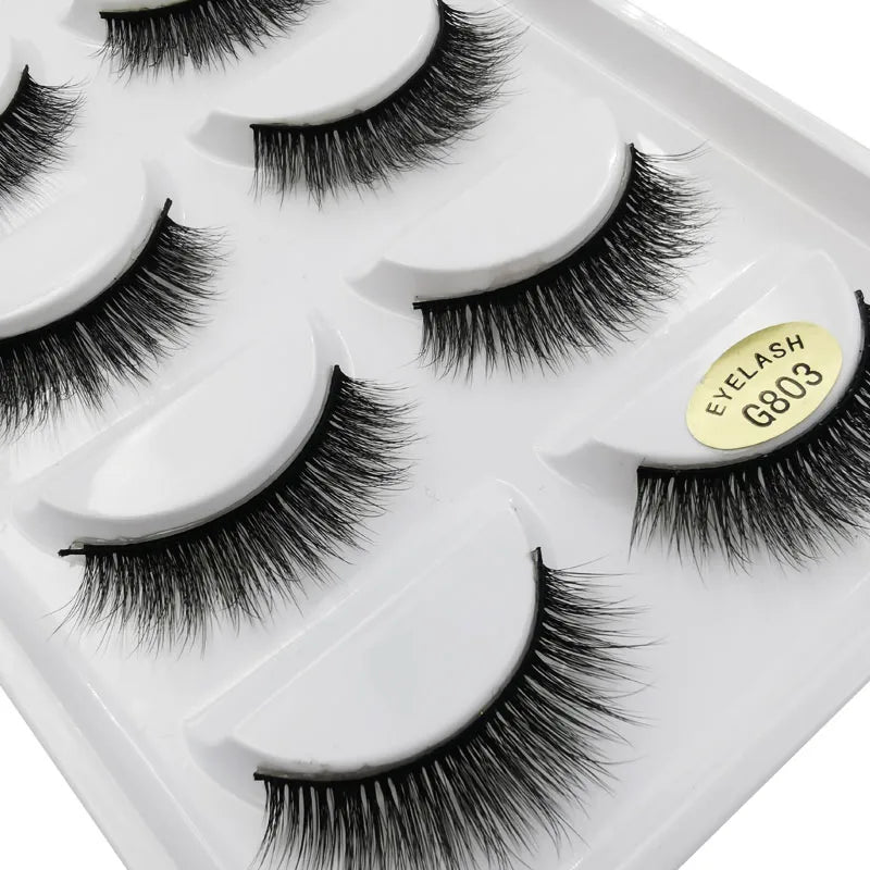 5 Pairs False Eyelashes Natural Mink Eyelashes Makeup 3D Mink Lashes Thick Fake Eyelashes Maquiagem Faux Cils G800